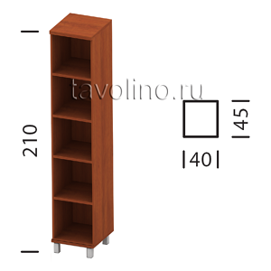Квадро (Kvadro) КВ63-04 | Узкий шкаф (стеллаж) для руководителя 40х45х210