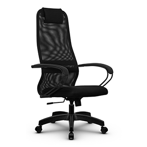 Кресло SU-BP-8 PL (SU-BK130-8) (сетка, стальные подлокотники черного цвета, пластиковая крестовина)