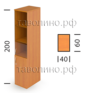 Эрго Ш64Т/1-04 Rз/Lз | Узкий шкаф со стеклом 40х60х200