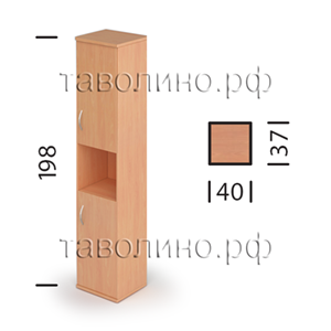 Имаго (Imago) СУ-1.5 | Узкий офисный шкаф с двумя дверьми и открытой полкой 40х37х198 (белый, клён, французский орех, ясень шимо, венге)